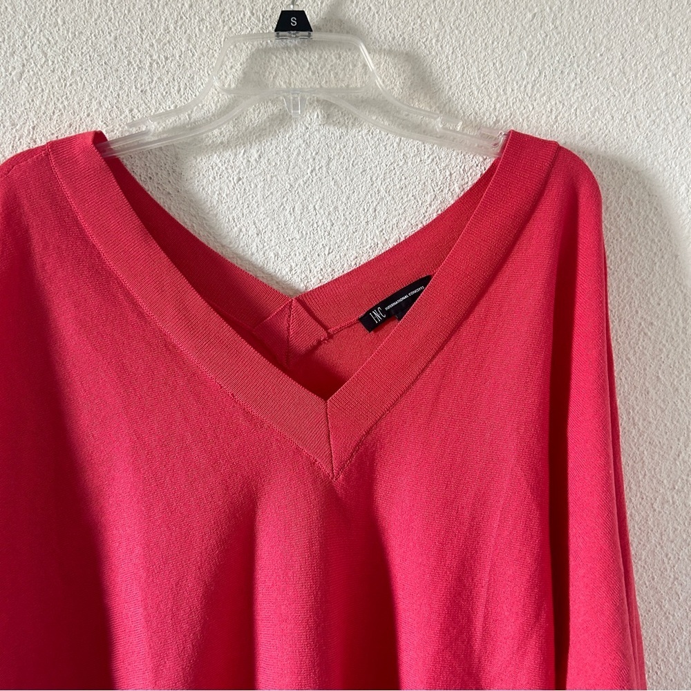 INC International Concept Knit Dolman Sleeve Sweater Vneck Women’s Large Coral - Picture 3 of 8